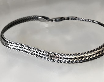 Joyería para hombre, pulsera de plata de ley para hombre, pulsera de cadena única, regalo de pulsera para el marido, pulsera de brazalete, regalo de cumpleaños para él