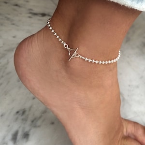 925 silver anklet, ankle bracelet silver, beach anklet, minimalist anklet, anklet bracelet, beach jewelry, summer jewelry, ankle jewelry image 1