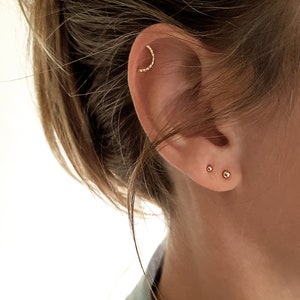 14 K Solid gold cartilage piercing, Real gold Helix earring, Cartilage Tragus Helix Small Tiny, Unusual cartilage earring