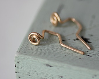 14 K Solid Gold Dainty earrings, Wire earrings handmade, Gold filled earrings, Bridesmaid earrings, Delicate studs, Wire stud earrings