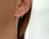 Tiny silver earring, chain earring, jacket chain, jacket earrings gold and silver, single earring, ear accessories, 2019 trends