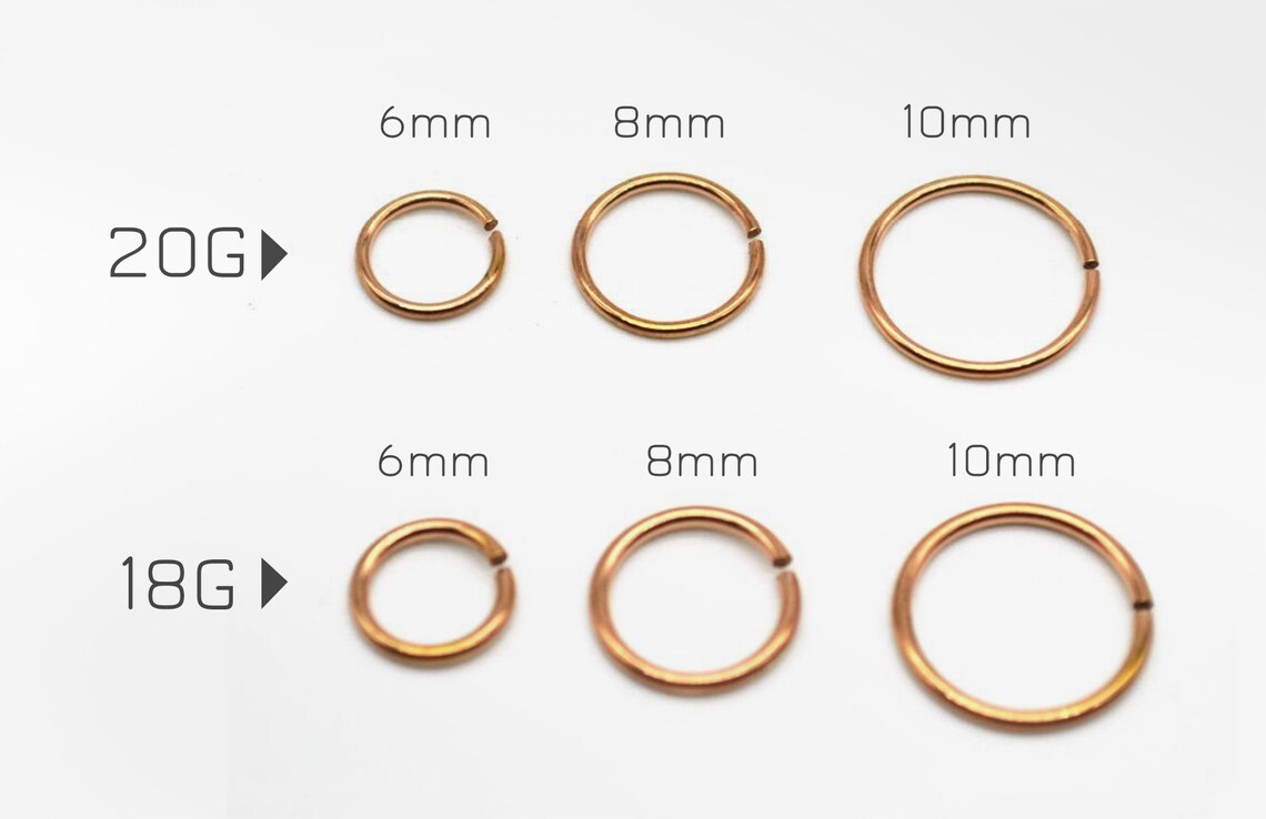 14K Solid Gold Piercing 20 18 Gauge Cartilage Hoop Real Gold Etsy