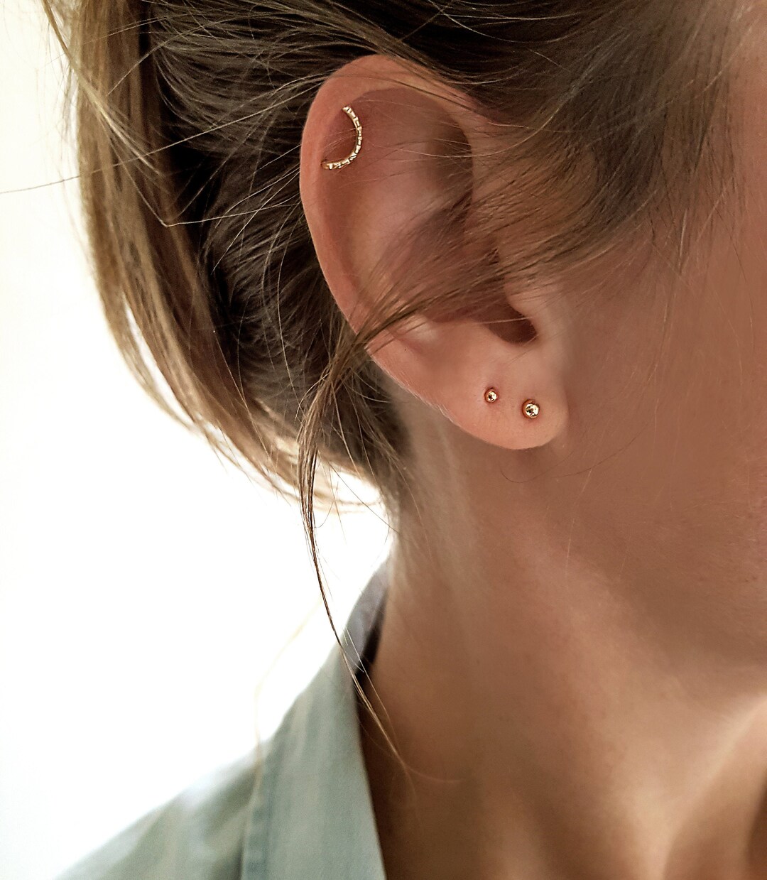 14 K Solid Gold Cartilage Piercing, Real Gold Helix Earring, Cartilage Tragus Helix Small Tiny, Unusual Cartilage Earring - Etsy