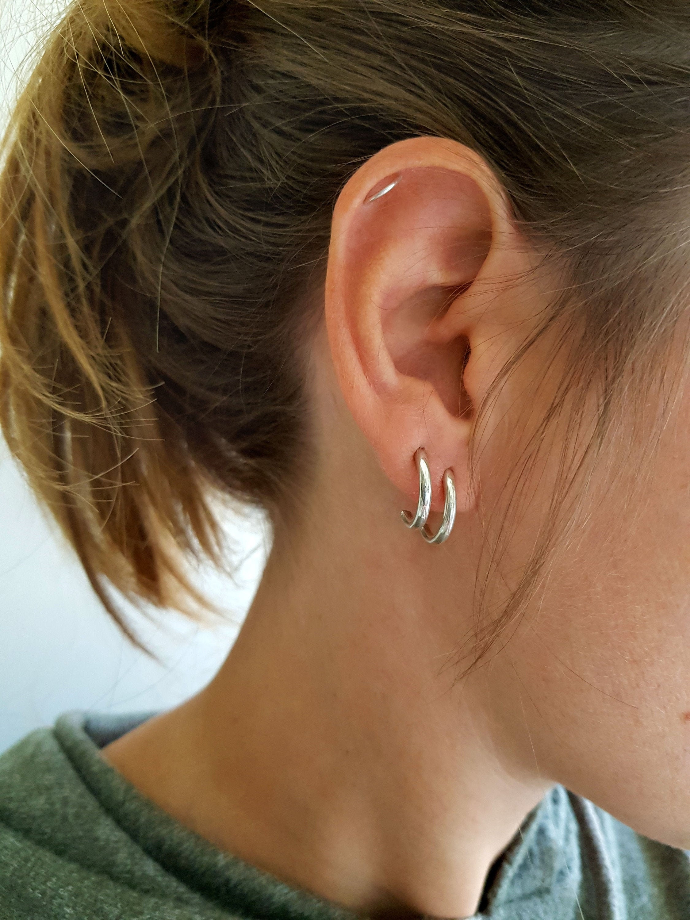 Sterling Silver Hoop Earrings Chunky Silver Hoop Earrings | Etsy ...