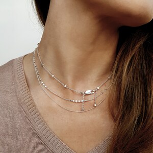 Delicate Beaded Satellite Chain, Dainty satellite necklace, Layering Necklace, Satellite choker, Simple layering necklace, bridesmaid gifts image 5