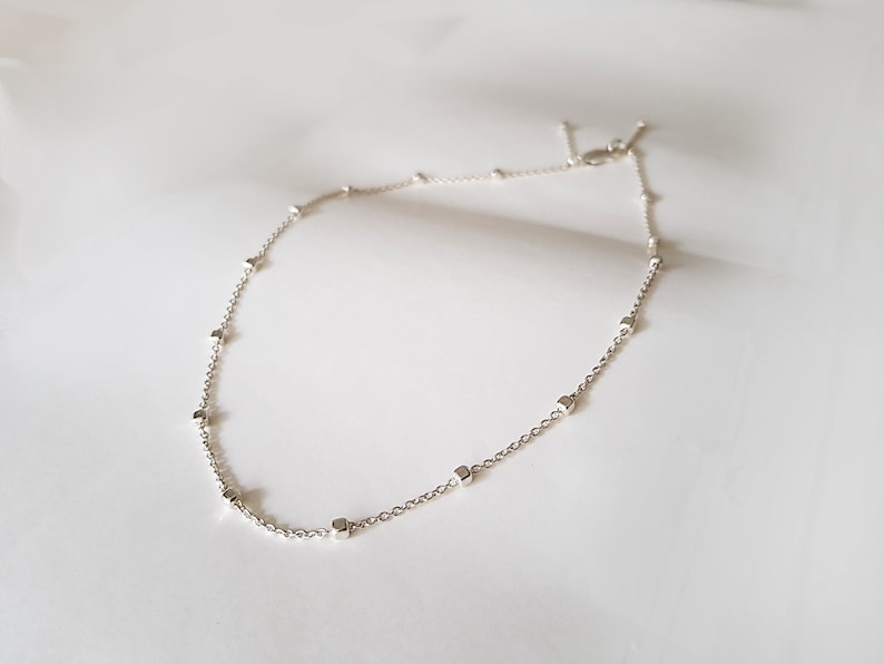 Simple layering necklace Layering Necklace Dainty satellite necklace Satellite choker bridesmaid gifts Delicate Beaded Satellite Chain
