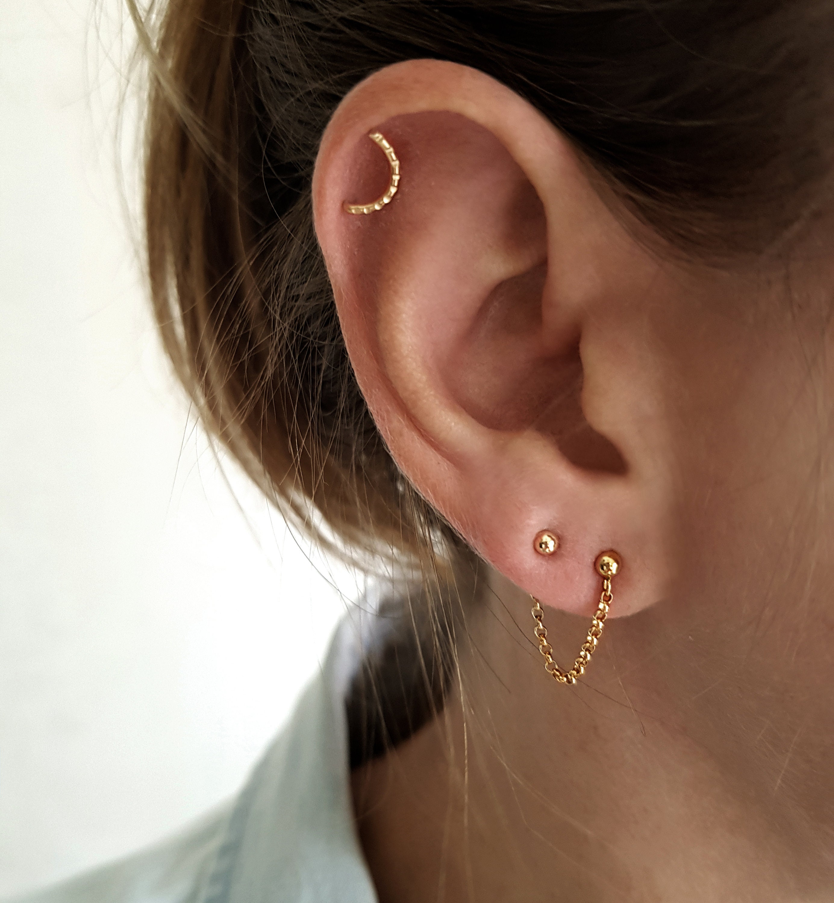 14Kt Gold Earring Chain Earring 