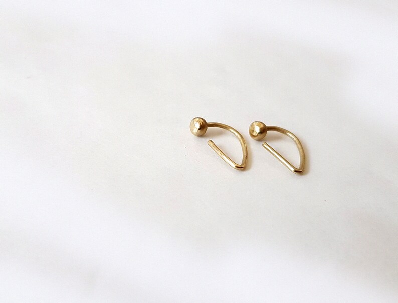 14 K Gold Earrings Front Back Earrings Solid Gold Earrings Etsy