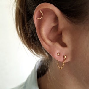 14 K Solid gold cartilage piercing, Real gold Helix earring, Cartilage Tragus Helix Small Tiny, Unusual cartilage earring image 3