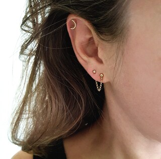 Piercing Naso In Oro 18k Bianco O Giallo Con Diamante 0.005 Ct - Stile Griffo, Anallergico, Made In Italy