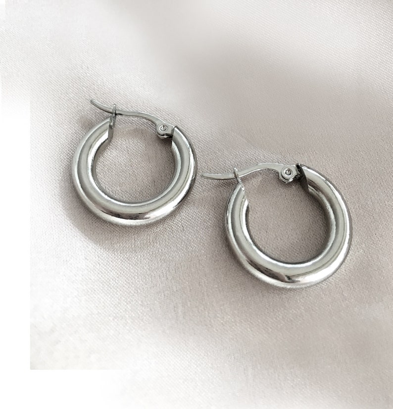 Chunky hoops Silver Hoop Earrings Thick hoops Chunky Silver Etsy