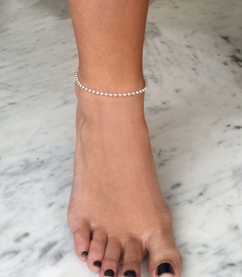 925 silver anklet, ankle bracelet silver, beach anklet, minimalist anklet, anklet bracelet, beach jewelry, summer jewelry, ankle jewelry image 3