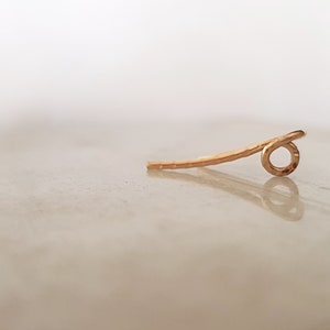 14 K Gold Ear Climber, Dainty Ear Crawler, Ear Cuff, Hammered ear climber, Minimalist Earrings, Ear Climbers, Real Gold Earrings image 3