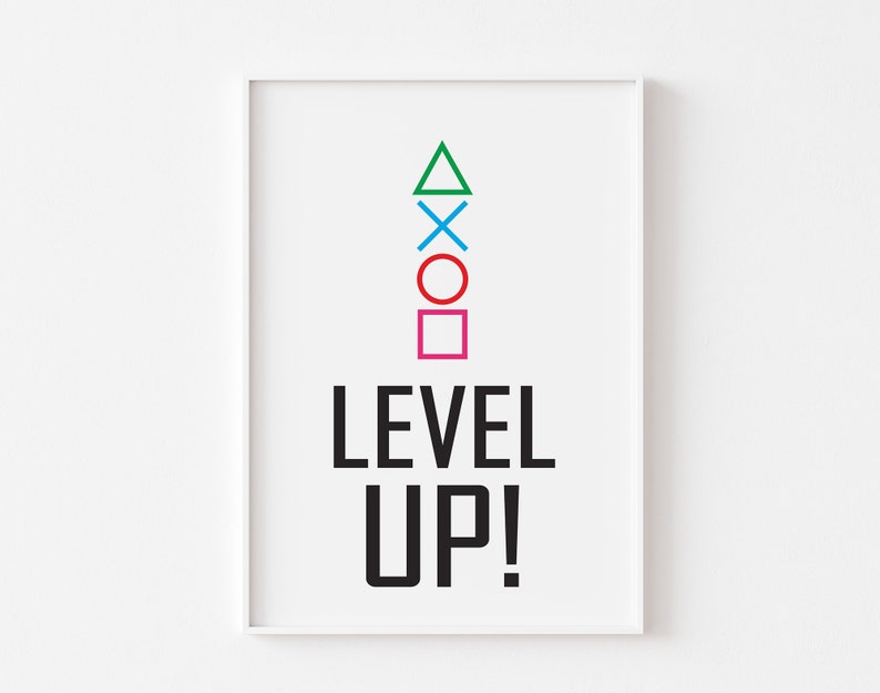 LEVEL UP Gaming Wall Art Print, Gaming Poster, Gamer Wall Art, Game