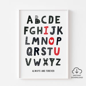 Skandinavisches Alphabet I LOVE YOU download, typografische Kunst, Geschenkidee zum Jahrestag oder Valentinstag