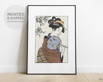 Japanese Geisha Girl Print, Japandi decor, Vintage style, Oriental Art, Japanese Woman Print