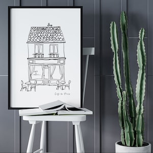 French Cafe Wall Art Print, Paris Wall Art, Travel Wall Art, Sketch, Cafe du Paris