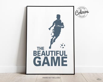 Football Print | The Beautiful Game Wall Art | Soccer Poster | Football Gift | Sports Decor | Personalised Team Colours