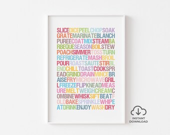 Kitchen Typographical Wall Art, Cooking Print, Gift for Cook, Kitchen Poster, Food Lover Gift, Kitchen Décor, Download only