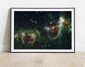 Photograph of Heart and Soul Nebulae, Space Print, Galaxy Wall Art, Astronomy Gift, Space Art, Universe Print, Hubble telescope, Space Photo