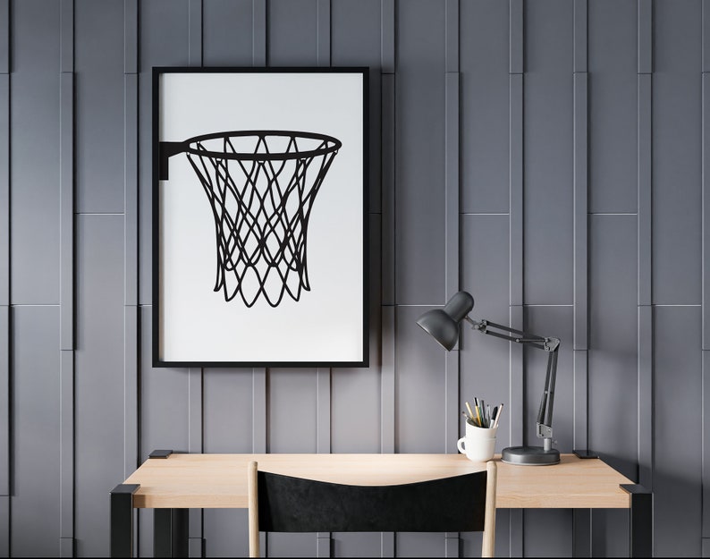 Basketball Hoop Wall Art Games Room Décor Gift for Etsy