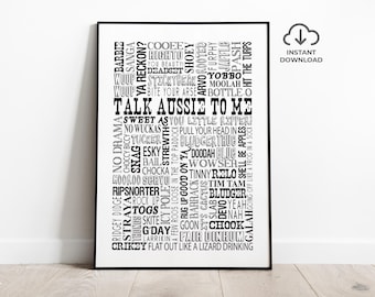 Australian Words & Phrases Printable | Aussie Slang Wall Art | Australian Typography Print | Instant Digital Download | Printable Poster