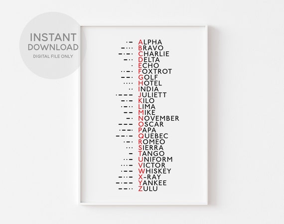 morse code print phonetic alphabet print military alphabet etsy