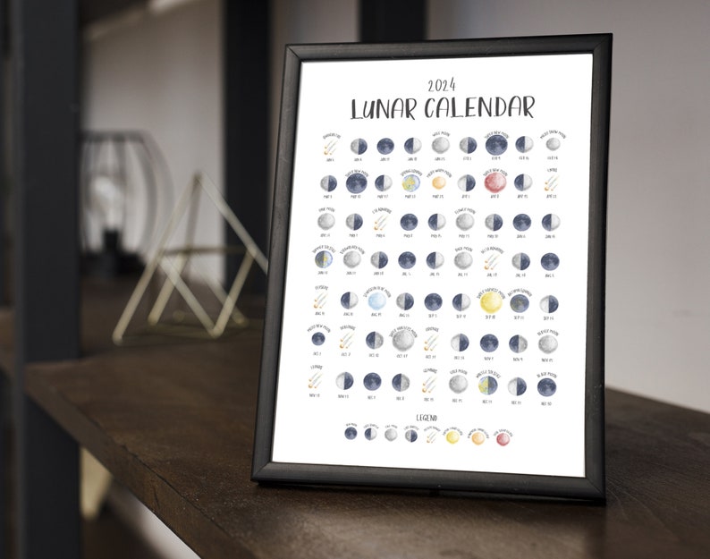 Calendario Lunar 2024 Hemisferio Norte Planificador de Luna Llena