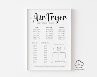 Oven to Air Fryer Conversion Chart | Printable Air Fryer Cooking Guide | Digital Download Kitchen Chart