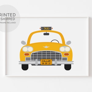 New York City Taxi Cab, Personalised Print, NYC Taxi Wall Art, Yellow Cab, New York Gift, New Baby Gift, Kid’s Room Décor, Transport Theme