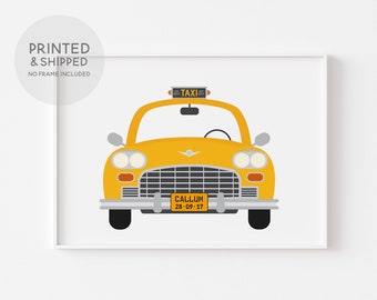 New York City Taxi Cab, Personalised Print, NYC Taxi Wall Art, Yellow Cab, New York Gift, New Baby Gift, Kid’s Room Décor, Transport Theme