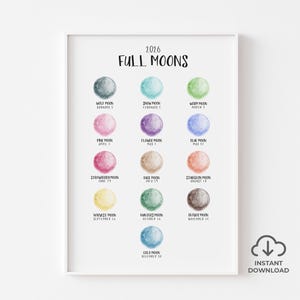 Moon Wall Art, Moon calendar 2026, Full Moon Printable, Astronomy Gift, Moon Lover Gift Idea, Full Moon Names, Instant Download