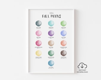 Moon Wall Art, Moon calendar 2026, Full Moon Printable, Astronomy Gift, Moon Lover Gift Idea, Full Moon Names, Instant Download