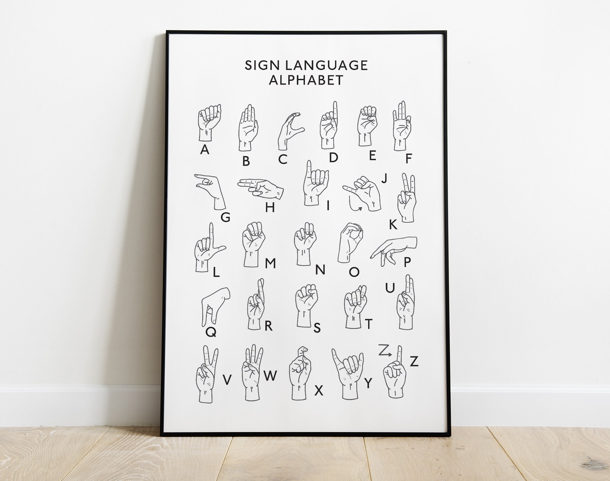 ASL Sign Language Print, Sign Language Alphabet, Signing Alphabet
