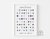 2026 Lunar Calendar DOWNLOAD | NORTHERN Hemisphere | Illustrated Moon Phases, Full Moons, Eclipses & Meteor Showers | Multiple Sizes