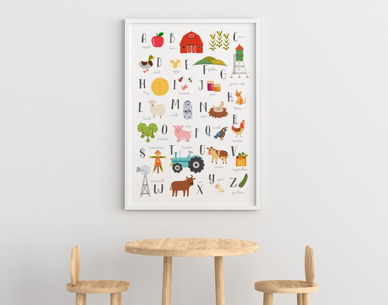 Farm Alphabet Print, Personalised Farm ABC, ABC Poster, Nursery Wall ...
