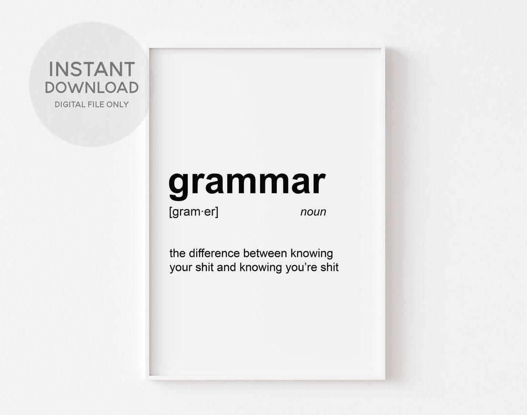 GRAMMAR Dictionary Definition Print Typographical Poster - Etsy