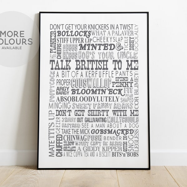 BRITISH Words and Phrases, British Sayings Wall Art, Typographical Print, Expat Gift Idea, English Slang, Humorous English Phrases