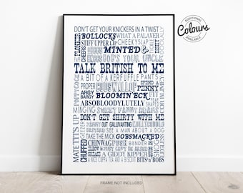 British Words and Phrases Print | England Gift | British Humour Wall Art | UK Typography Decor | British Sayings Poster