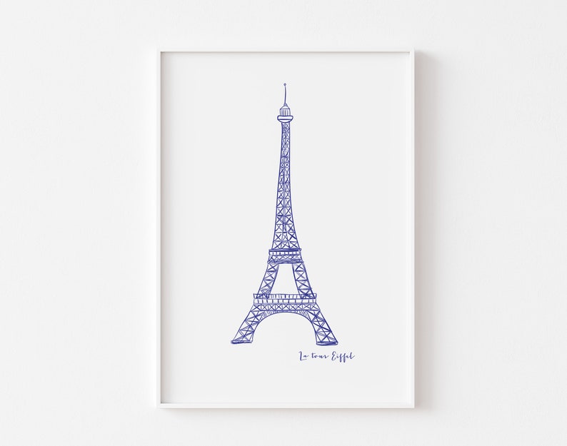 EIFFEL TOWER Print From Sketch Paris Wall Art Teen Girl Wall Etsy