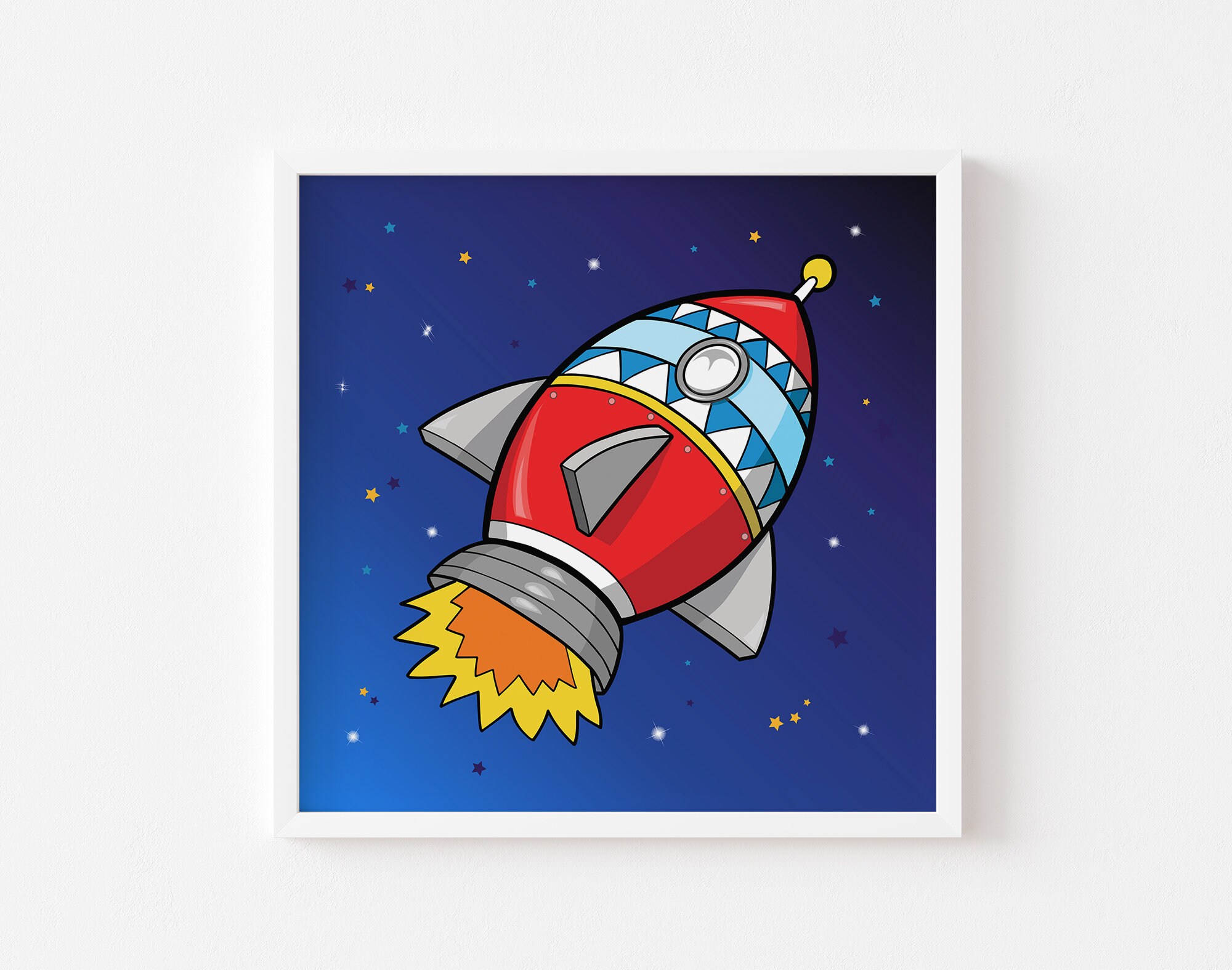 Space Rocket Wall Art Juego IMPRIMIBLE de 4 cohetes Etsy España