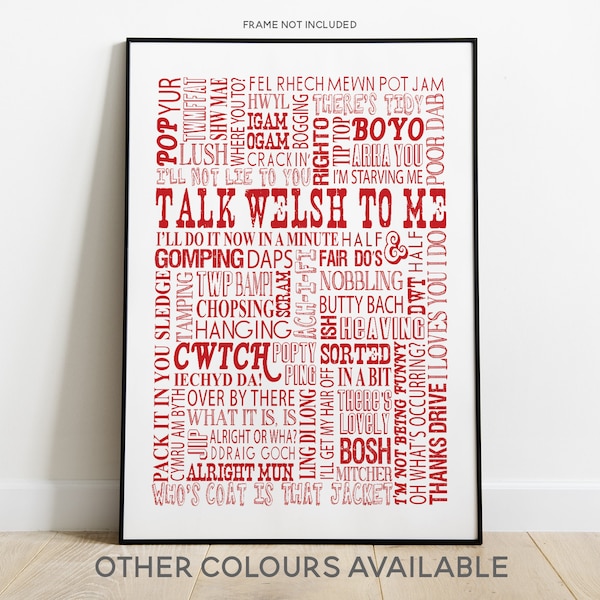 WELSH Funny Sayings Print, Funny Welsh Phrases, Typographical Print, Gift for him, Gift for her, Wales Gift