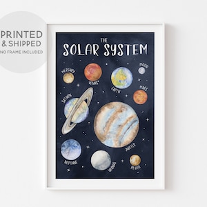 SOLAR SYSTEM Print, Kids Wall Art, Solar System Watercolour, Space Wall Art, Solar System Poster, Children&#39;s Space Poster, Planet Wall Art