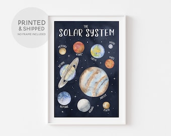SOLAR SYSTEM Print, Kids Wall Art, Solar System Watercolour, Space Wall Art, Solar System Poster, Children's Space Poster, Planet Wall Art
