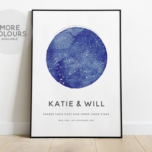 Star Map Night Sky Personalised Print, Celestial Gift, Wedding Gift, 1st Anniversary Gift , Engagement Gift, Valentine's Day Gift image 3