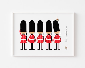 Personalised Changing of the Guard Print | Cute Royal Guards Wall Art | Grenadier Guards | Nursery décor | London theme nursery