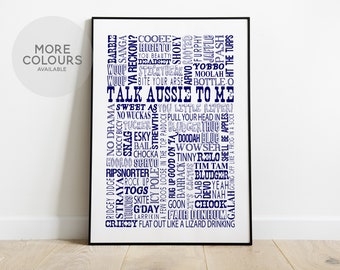 AUSTRALIAN words and phrases, Aussie slang print, Australian gift idea, Typographical wall art, Aussie sayings