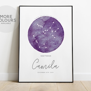Personalised ZODIAC Constellation Print, Star Sign Wall Art, Astrology Gift, Taurus Gift, Horoscope Print, Gemini Gift
