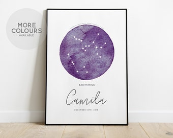 Personalised ZODIAC Constellation Print, Star Sign Wall Art, Astrology Gift, Taurus Gift, Horoscope Print, Gemini Gift