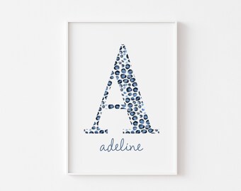 Personalised Name Print, Monogram Letter Print, Teen Girl Wall Art, Letter Wall Art, Girls Name Print, Nursery Wall Art, Initial Print